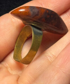 Natural Red jasper cabochon ring, adjustable, approximately size O+