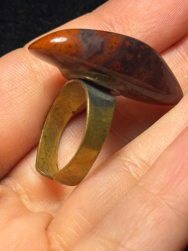 Natural Red jasper cabochon ring, adjustable, approximately size O+