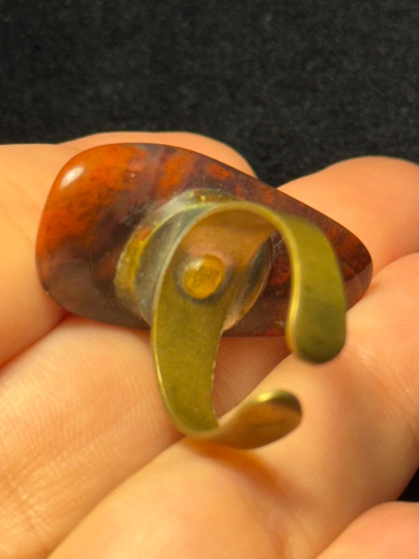 Natural Red jasper cabochon ring, adjustable, approximately size O+