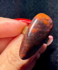 Natural Red jasper cabochon ring, adjustable, approximately size O+