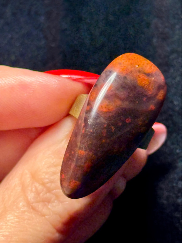 Natural Red jasper cabochon ring, adjustable, approximately size O+