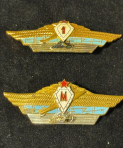 Set of Two Soviet Tankist Badges Army. Tank. Officer Qualification. Enamel finish.