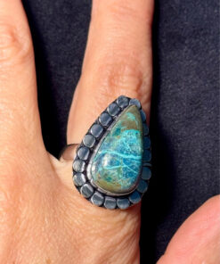 Chrysocolla 925 Silver Plated ring size T1/2