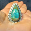 Chrysocolla 925 Silver Plated ring size T1/2