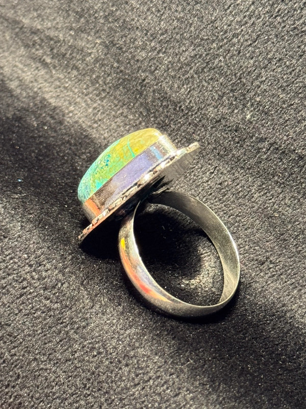 Chrysocolla 925 Silver Plated ring size T1/2