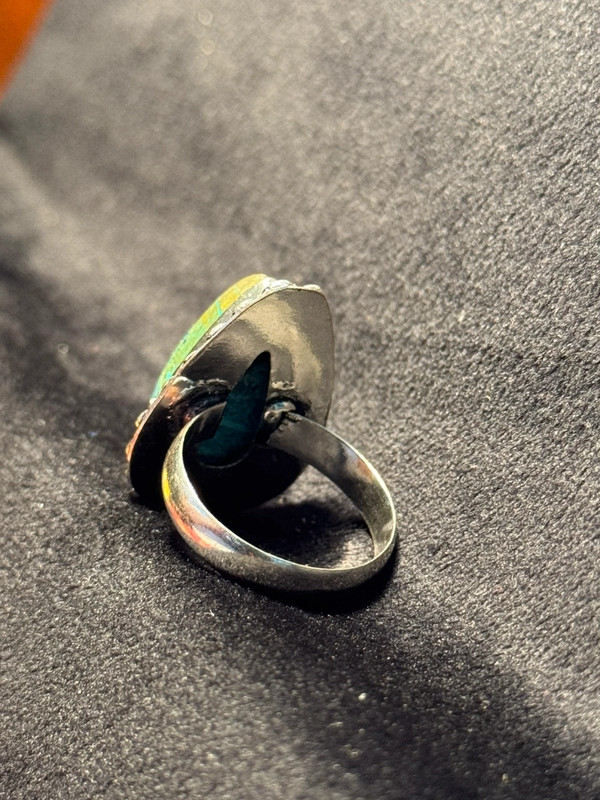 Chrysocolla 925 Silver Plated ring size T1/2