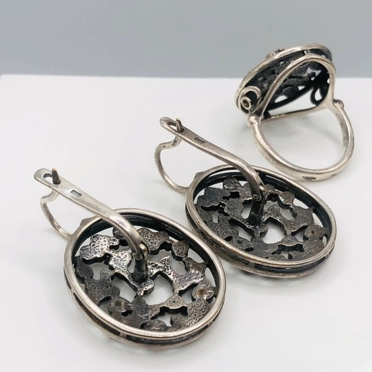 Jewelry Set by Jenavi: Earrings + Ring, Size O