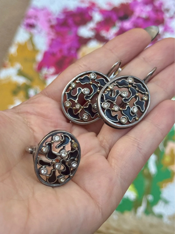 Jewelry Set by Jenavi: Earrings + Ring, Size O