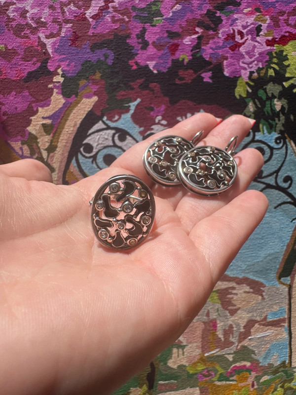 Jewelry Set by Jenavi: Earrings + Ring, Size O