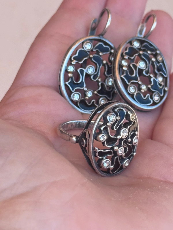 Jewelry Set by Jenavi: Earrings + Ring, Size O