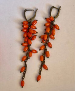 coral jewelry set (earrings + bracelet)