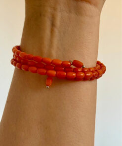 coral jewelry set (earrings + bracelet)