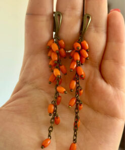 coral jewelry set (earrings + bracelet)