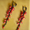 coral jewelry set (earrings + bracelet)