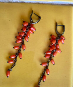coral jewelry set (earrings + bracelet)
