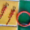 coral jewelry set (earrings + bracelet)