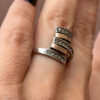 Silver ring with gold plating, size L(#28)