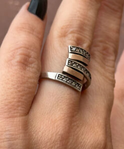 Silver ring with gold plating, size L(#28)