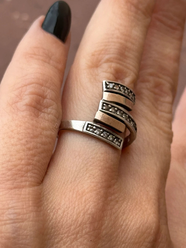 Silver ring with gold plating, size L(#28)