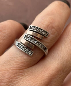 Silver ring with gold plating, size L(#28)