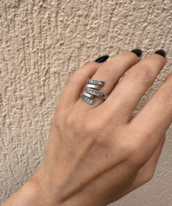 Silver ring with gold plating, size L