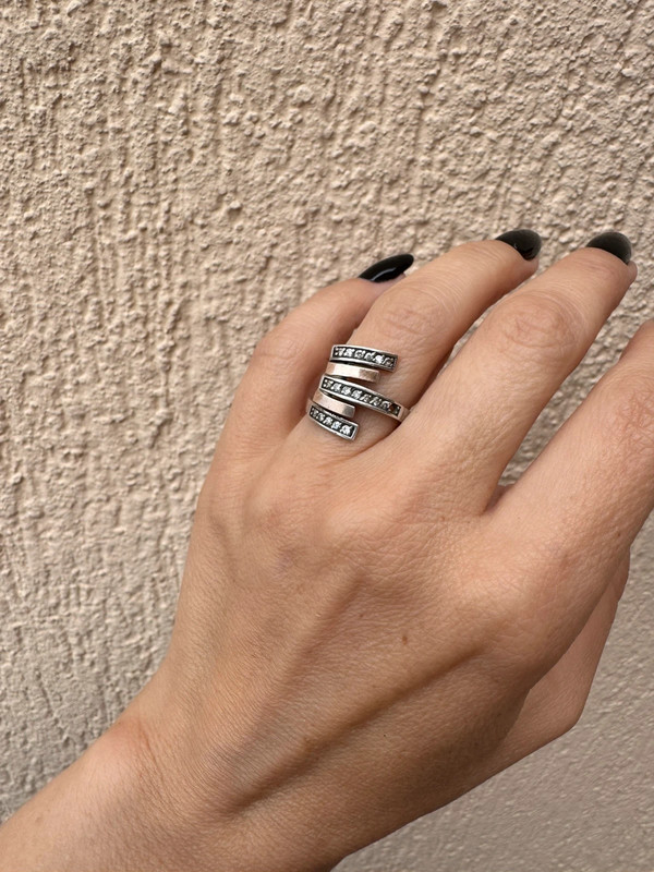 Silver ring with gold plating, size L(#28)