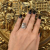 Silver ring with gold plating, size L(#28)