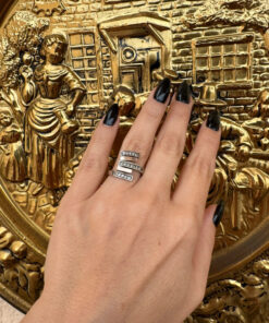 Silver ring with gold plating, size L