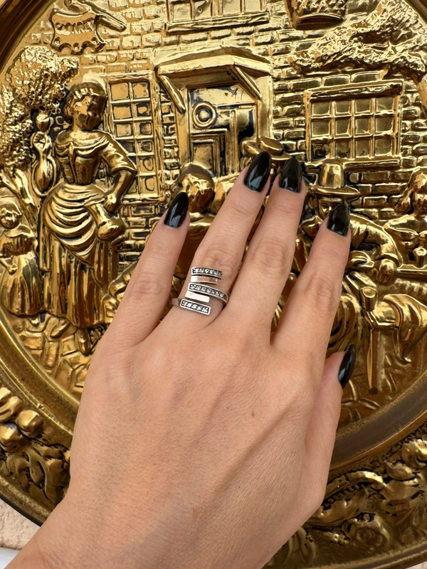 Silver ring with gold plating, size L(#28)