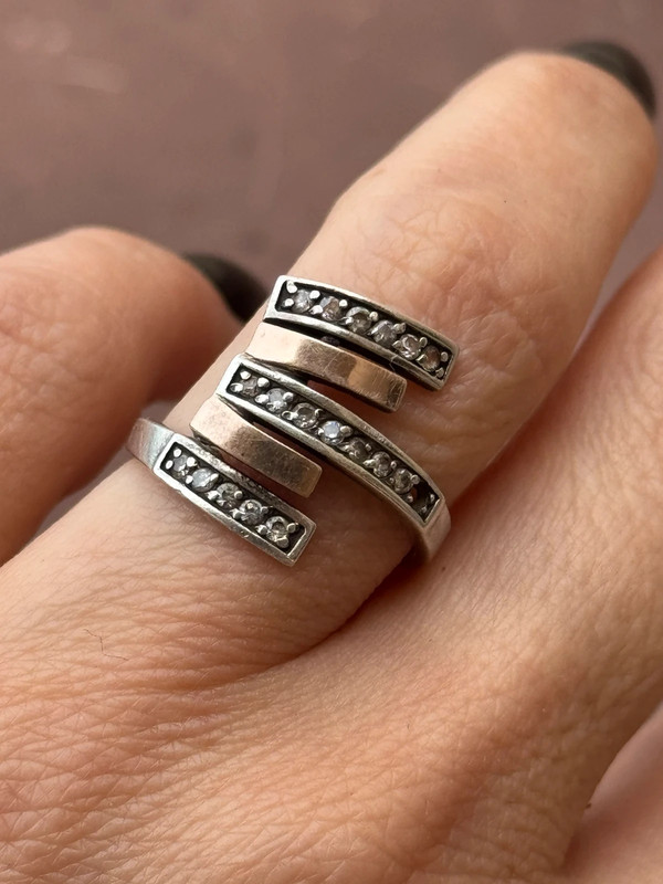 Silver ring with gold plating, size L(#28)