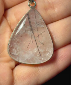 Powerful Natural Black Rutile 925 Silver Plated Necklace 18