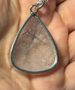 Powerful Natural Black Rutile 925 Silver Plated Necklace 18