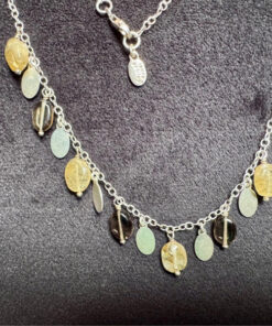 Laura Ashley 925 Sterling Silver Citrine Smokey Quartz Drops Necklace -44cm