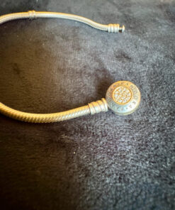 genuine  authentic Pandora Signature Clasp Sterling Silver 14k Gold Bracelet