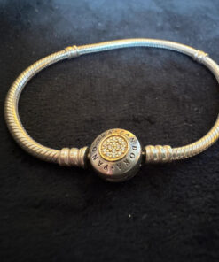 genuine authentic Pandora Signature Clasp Sterling Silver 14k Gold Bracelet