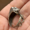 Reptilian snake Nickel silver ring, size M