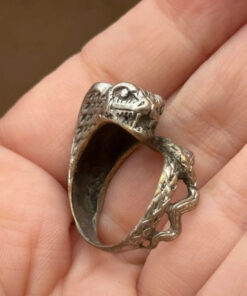 Reptilian snake Nickel silver ring, size M