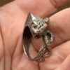 Reptilian snake Nickel silver ring, size M