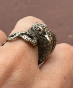 Reptilian snake Nickel silver ring, size M