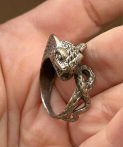 Reptilian snake Nickel silver ring, size M