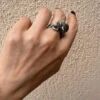 Reptilian snake Nickel silver ring, size M