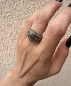 Reptilian snake Nickel silver ring, size M
