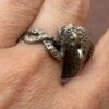 Reptilian snake Nickel silver ring, size M