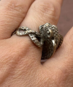 Reptilian snake Nickel silver ring, size M