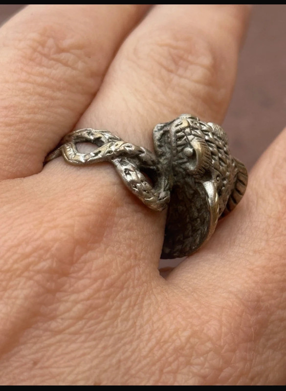 Reptilian snake Nickel silver ring, size M