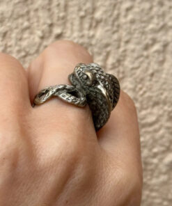 Reptilian snake Nickel silver ring, size M