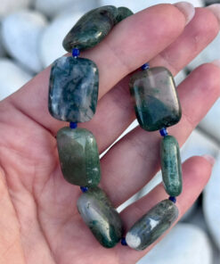 Natural Mystic Moss Agate Bracelet with Lapis Lazuli Beads