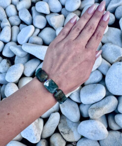 Natural Mystic Moss Agate Bracelet with Lapis Lazuli Beads
