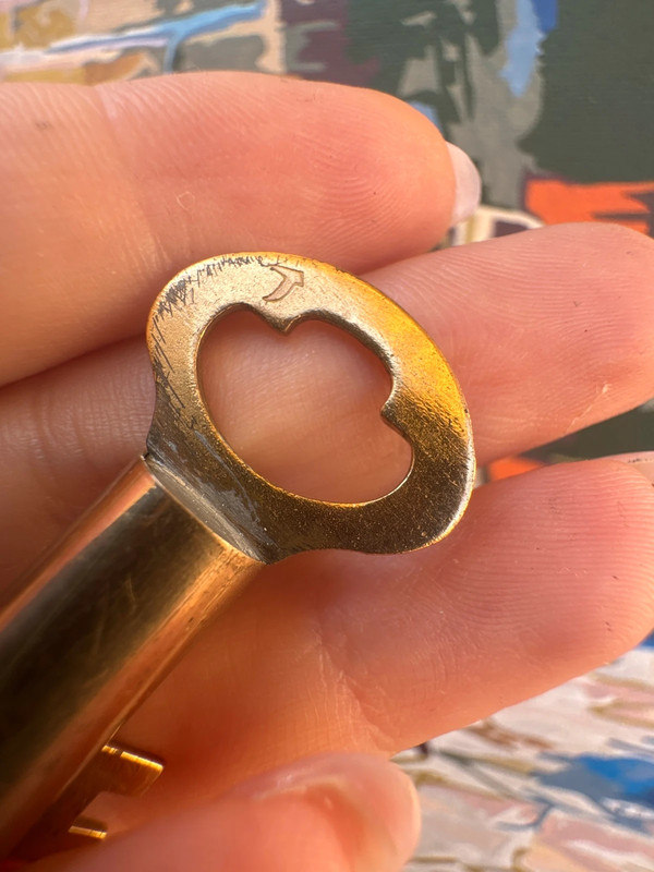 Vintage Japanese key-style novelty lighter, brass tone, approx 1950-60