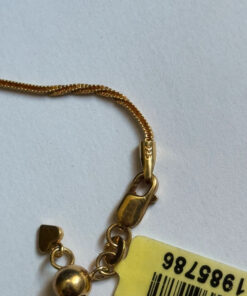 Vintage 925 Gold Sterling Silver Chain Bracelet W/ Heart Drop -18cm#117